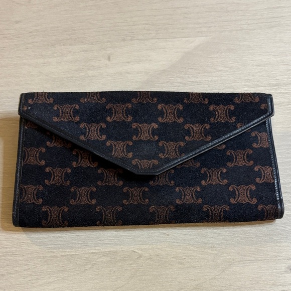 Celine Handbags - CELINE Macadam Triomphe Canvas & Leather Envelope Wallet – Vintage